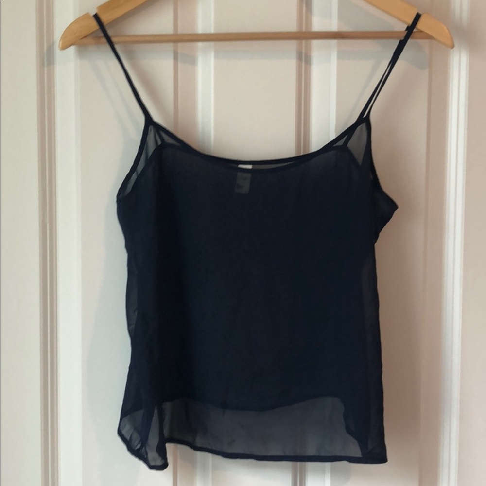 American Apparel Sheer Chiffon Cami in Navy